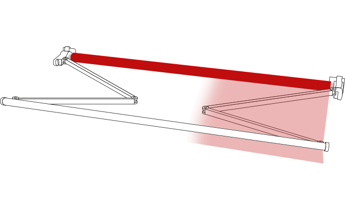 Diagram showing the typical function of a folding arm awning