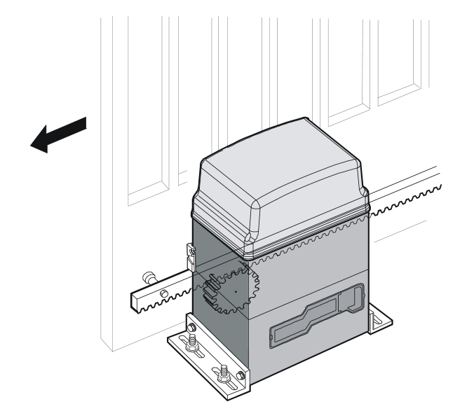 Diagram showing the operation of a motor for a sliding gate