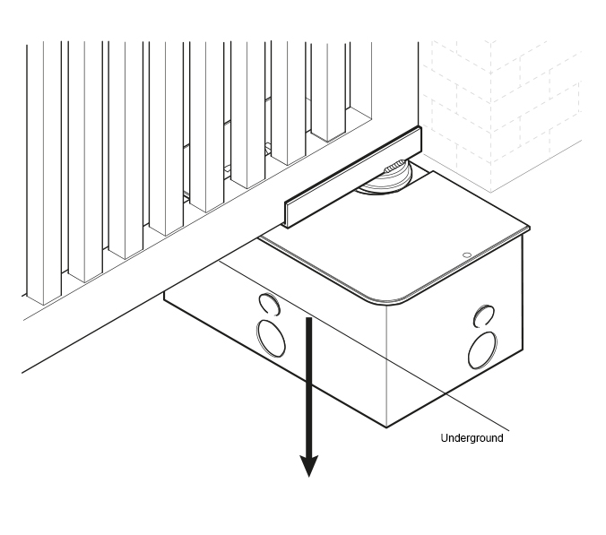 Diagram showing the underground installation of a swing gate mechanism