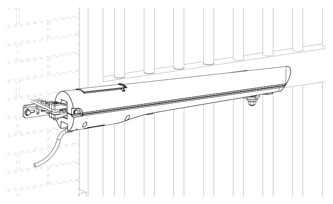 Diagram showing a ram mechanism for a swing gate