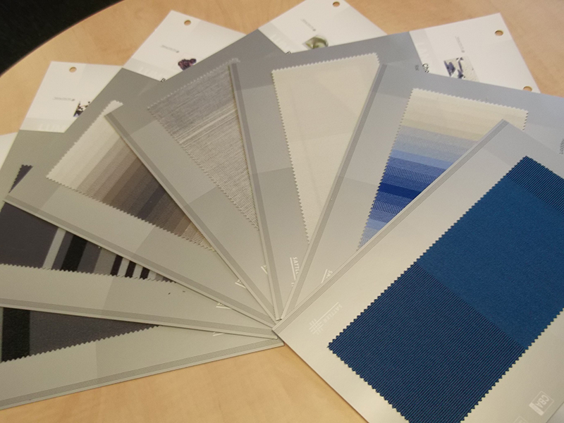 Available colour swatches for an awning installation