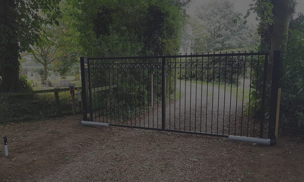 Steel Gate with intercom and automated opening, installed in Norfolk property
